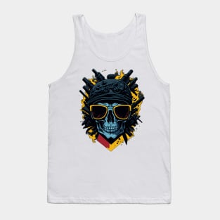 Skull with guns and sunglasses Tank Top